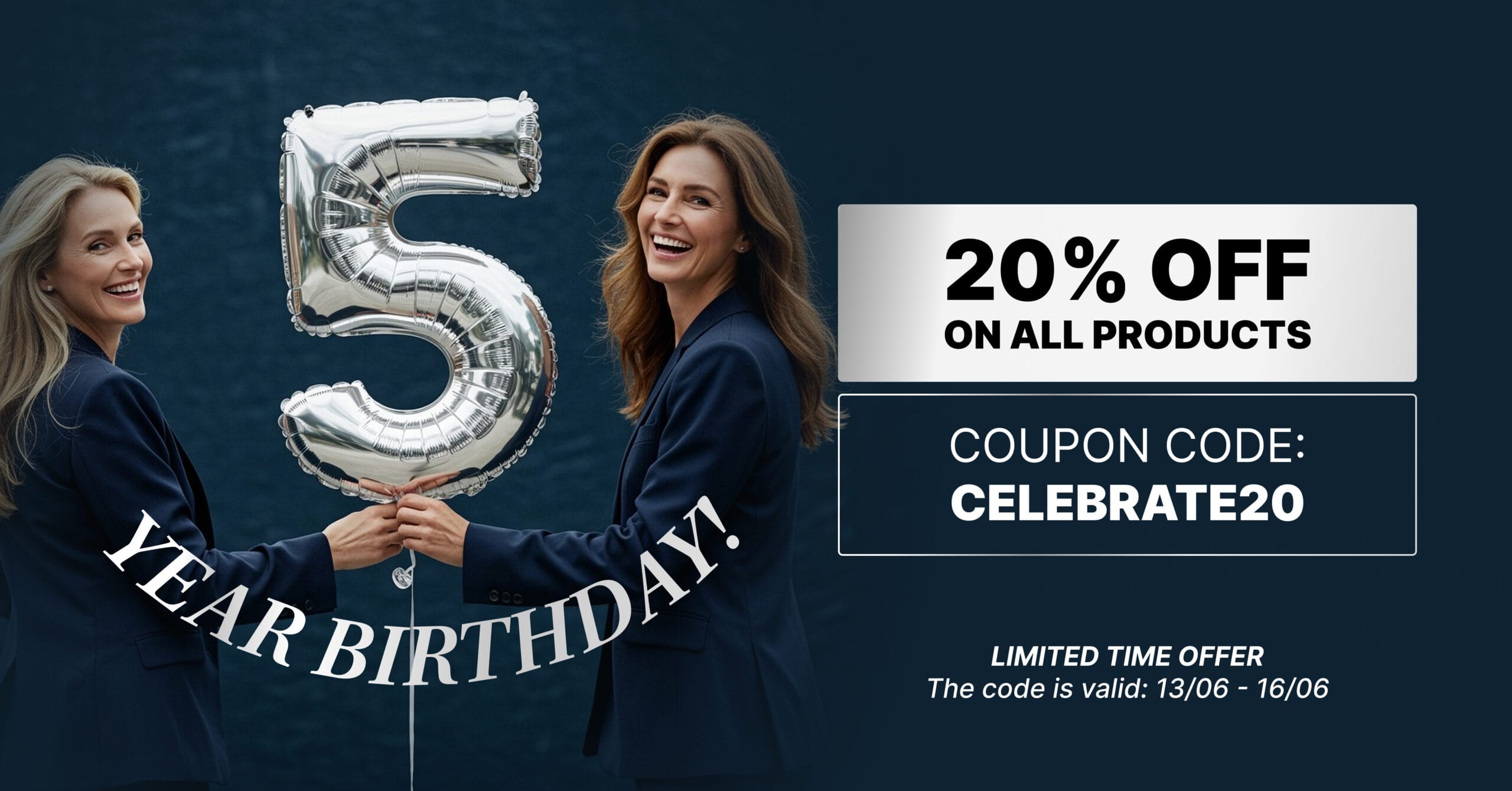 Pureance 5th birthday sale banner with 20% off coupon