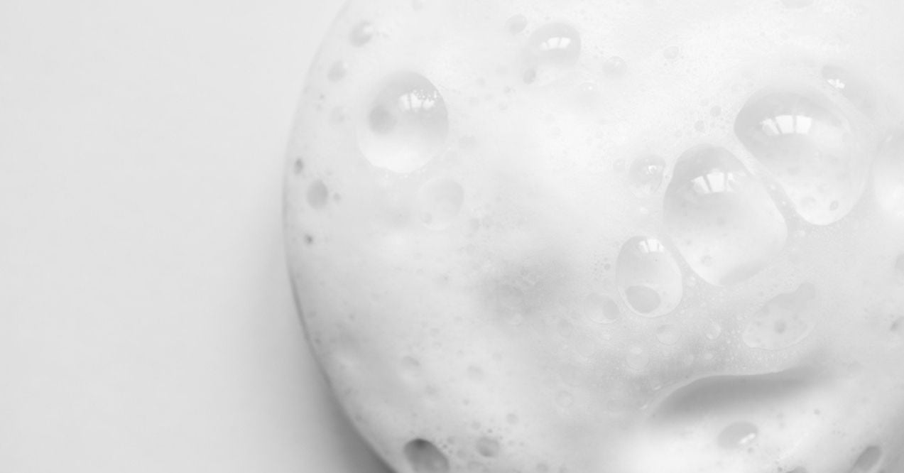 Close-up of cleansing foam bubbles